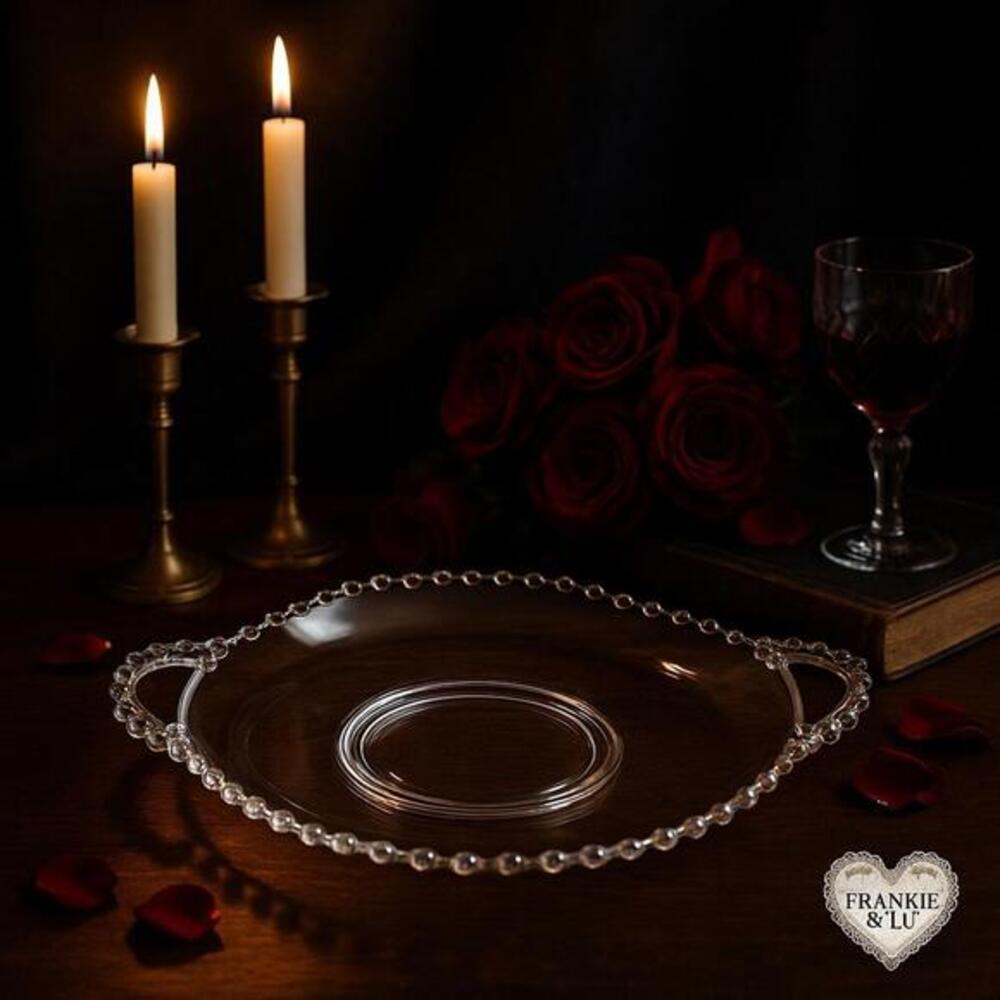 Vintage Imperial Glass Candlewick Handled Serving Tray Beaded Edge